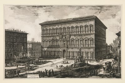 ヴェドゥーテ ディ ローマから見たファルネーゼ宮殿の眺め (ファルネーゼ宮の眺め) 作： Giovanni Battista Piranesi