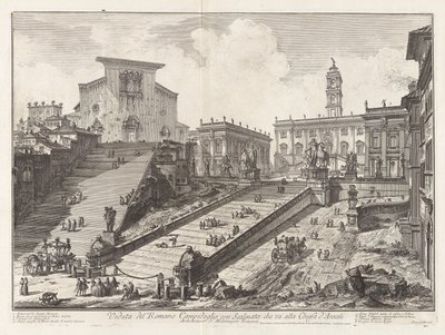 階段が上るローマ議会議事堂の眺め 作： Giovanni Battista Piranesi