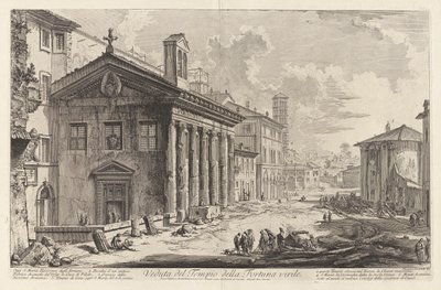 Fortuna Virile 神殿の眺め。 Oggi S. Maria Egizziaca degli Armeni (フォルトゥナ ヴィリリス神殿の眺め。現在はアルメニアのサンタ マリア エジツィアカ教会 [現在はポルトゥヌス神殿と考えられている])、Vedute di Roma (ローマの眺め) より 作： Giovanni Battista Piranesi