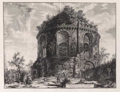 Vedute di Roma (ローマの景色) から見た、ティブルティーナ通り (Tivoli から 1 マイル) のいわゆる咳の神殿の眺め 作： Giovanni Battista Piranesi