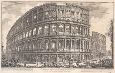 コロッセオとして知られるフラウィウス円形劇場の眺め、1757年。 作： Giovanni Battista Piranesi