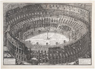 コロッセオとして知られるフラウィウス円形劇場の眺め、1776 年。 作： Giovanni Battista Piranesi