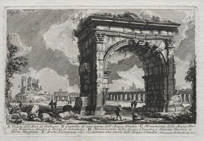 ガリエヌスのアーチの眺め。 作： Giovanni Battista Piranesi