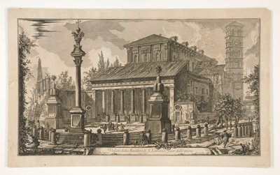 Vedute di RomaからのS. Lorenzo fuor delle mura（壁の外のS. Lorenzoの眺め）の大聖堂の眺め 作： Giovanni Battista Piranesi