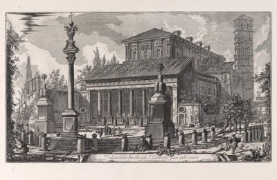 Vedute di Roma (ローマの眺め) からのサン ロレンツォ フオーリ デッレ ムーラ聖堂の眺め 作： Giovanni Battista Piranesi