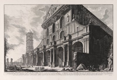 Vedute di Roma (ローマの景色) からコンスタンティヌス大帝によって建てられた、壁の外にある聖パウロ大聖堂の眺め 作： Giovanni Battista Piranesi