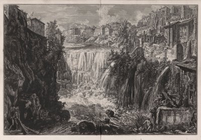 Vedute di Roma (ローマの眺め) からのチボリの滝の眺め (チボリの滝の眺め) 作： Giovanni Battista Piranesi