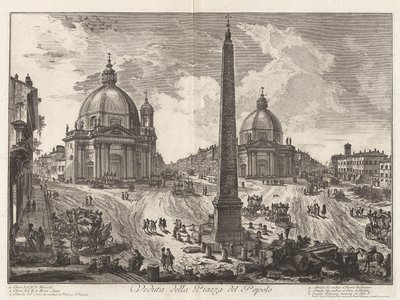 Vedute di Roma (Views of Rome) からの Piazza del Popolo (Piazza del Popolo のビュー) のビュー 作： Giovanni Battista Piranesi