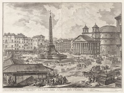 Vedute di Roma (ローマの眺め) から見たロトンダ広場 (ロトンダ広場の眺め [背景にパンテオン]) 作： Giovanni Battista Piranesi