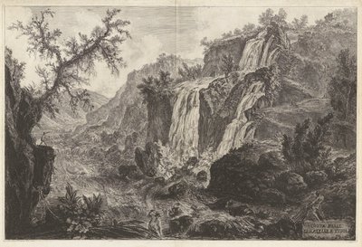Vedute di Roma (ローマの眺め) からの Cascatelle a Tivoli (Tivoli の小さな滝の眺め) の眺め 作： Giovanni Battista Piranesi