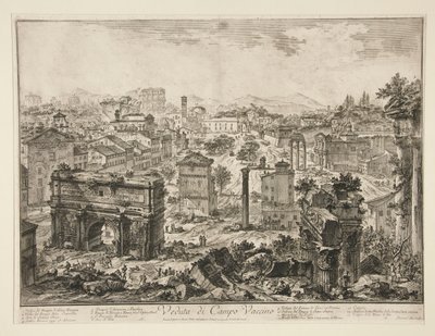 ローマの景色からのカンポ ヴァチーノ (カンポ ヴァチーノの眺め) の眺め 作： Giovanni Battista Piranesi