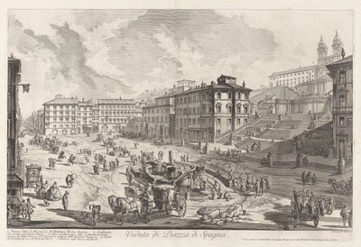 Vedute di Roma (ローマの眺め) からのスペイン階段 (スペイン階段の眺め) の眺め 作： Giovanni Battista Piranesi