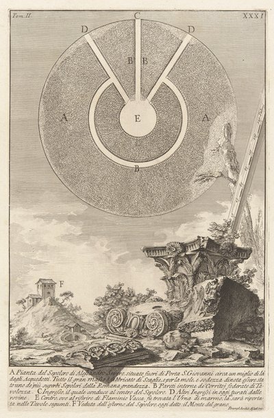 L. Arruntius の墓室の別の部分の眺め、第 2 巻 Antichit のプレート 10? 古代ローマ 作： Giovanni Battista Piranesi