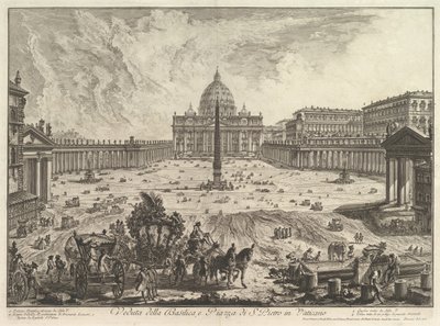 Vedute di Roma Roman Vie からのバチカンのサン ピエトロ大聖堂と広場の眺め。 1748年。 作： Giovanni Battista Piranesi