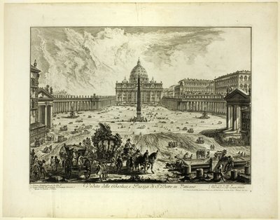 サン・ピエトロ大聖堂とバチカン広場の眺め（ローマの眺望より 作： Giovanni Battista Piranesi