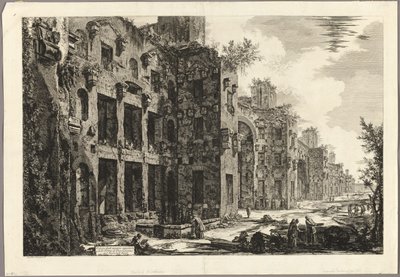 ローマの景色から、S. Maria degli Angeli のディオクレティアヌス浴場の目に見える遺跡の眺め 作： Giovanni Battista Piranesi