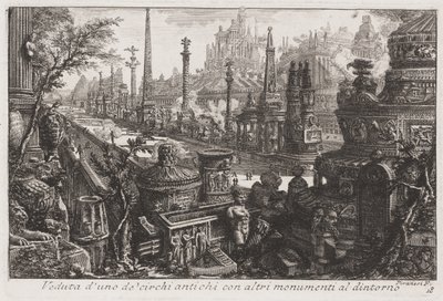 古いサーカスとその中のモニュメントの眺め、1760年頃（銅版画 作： Giovanni Battista Piranesi