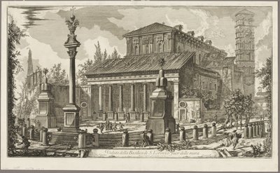 S. Lorenzo fuori delle Mura の大聖堂の眺め [S. 壁の外のロレンツォ]、ローマの眺めより 作： Giovanni Battista Piranesi