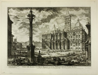 ローマの景色から、2つの隣接する翼を持つ聖マリア・マッジョーレ大聖堂の眺め 作： Giovanni Battista Piranesi