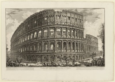 ローマの景色からコロッセオと呼ばれるフラウィウス円形劇場の眺め 作： Giovanni Battista Piranesi