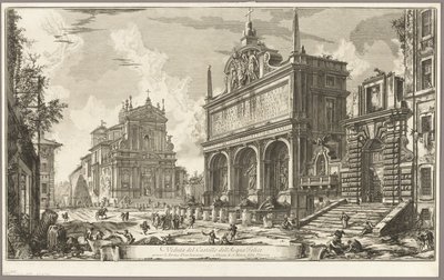 ローマの景色から見たアクア フェリーチェの水源の眺め 作： Giovanni Battista Piranesi