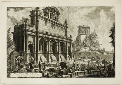 ローマの景色から、モンテ アウレオのアクア パオラの噴水の眺め 作： Giovanni Battista Piranesi