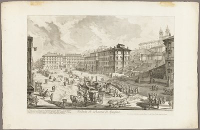 ローマの景色からのスペイン階段の眺め 作： Giovanni Battista Piranesi