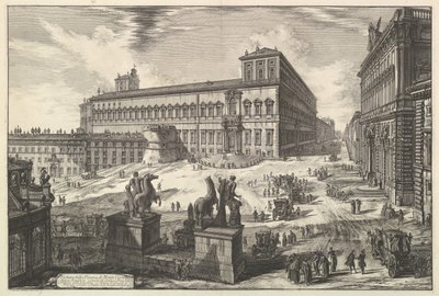 ローマの景色からのカヴァッロ広場の眺め。 1773年。 作： Giovanni Battista Piranesi