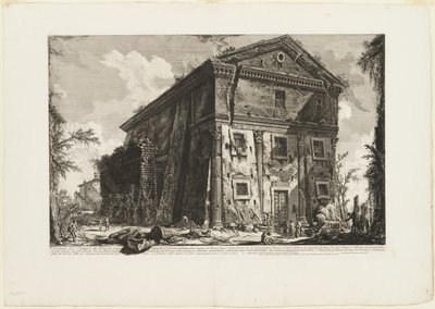 バッカス神殿、現在は S. ウルバーノ教会、ローマから 2 マイル離れた、Porta S. Sebastiano を越えたローマの景色からの眺め 作： Giovanni Battista Piranesi
