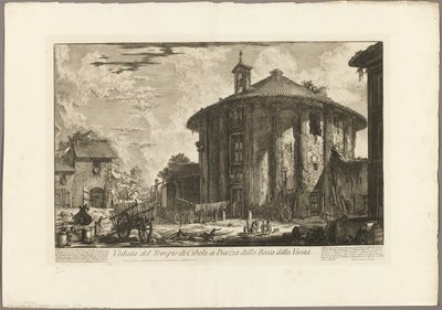 ローマの眺めから、ボッカ・デッラ・ベリタ広場のシベレ神殿の眺め 作： Giovanni Battista Piranesi