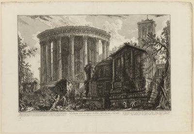 ローマの景色からのチボリのシビュラ神殿の眺め 作： Giovanni Battista Piranesi