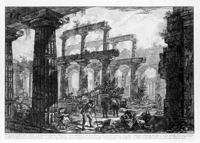 パエストゥムの神殿群の眺め（リトグラフ 作： Giovanni Battista Piranesi