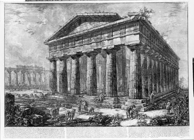 パエストゥムの神殿群の眺め（リトグラフ 作： Giovanni Battista Piranesi