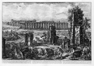 パエストゥムの神殿群の眺め（リトグラフ 作： Giovanni Battista Piranesi