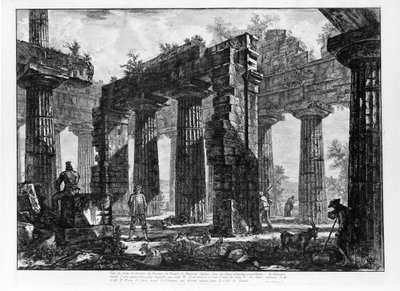 パエストゥムの神殿群の眺め（リトグラフ 作： Giovanni Battista Piranesi