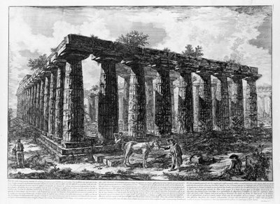 パエストゥムの神殿群の眺め（リトグラフ 作： Giovanni Battista Piranesi