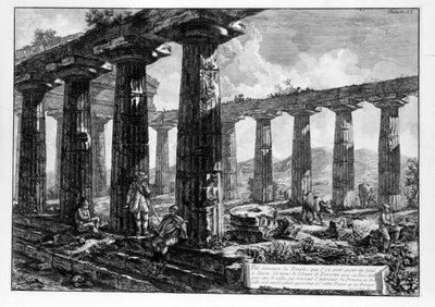 パエストゥムの神殿群の眺め（リトグラフ 作： Giovanni Battista Piranesi