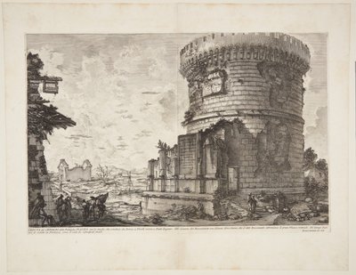 ローマからルガーノ橋近くのチボリに至る道にあるプラウティウスの墓の眺め 作： Giovanni Battista Piranesi