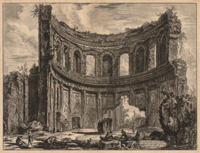 ローマの景色: ハドリアヌスの別荘近くのアポロン神殿跡 作： Giovanni Battista Piranesi