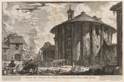 ローマの景色：1758年にシベレ神殿。 作： Giovanni Battista Piranesi