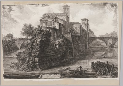 ローマの眺め：ティベリーナ島、1775年。 作： Giovanni Battista Piranesi