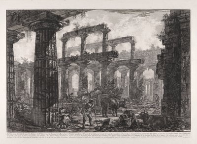 ネプチューン神殿の地下室の遺跡の別のビューからのビュー 作： Giovanni Battista Piranesi