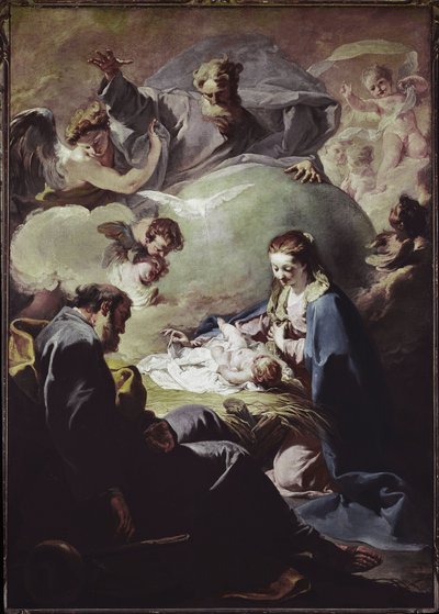 全知全能の神と聖霊の降誕。(油彩・キャンバス、1740年頃) 作： Giovanni Battista Pittoni
