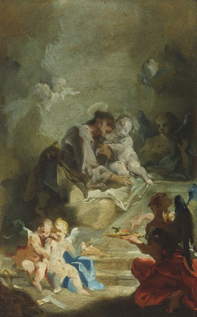 キリストの子供を崇拝するパドヴァの聖アントニウス、1730年頃 作： Giovanni Battista Pittoni