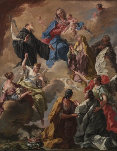 聖人が聖母子に敬虔な女性を紹介する、1720年代。 作： Giovanni Battista Pittoni