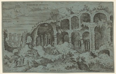 コロサイ。 ロ。 目論見書。 3 (ローマのコロッセオの第 3 ビュー) 作： Giovanni Battista Pittoni, after Hieronymus Cock