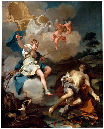 「ダイアナとエンディミオン」、1723 作： Giovanni Battista Pittoni the Younger