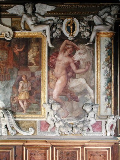 馬の女性像、ギャラリーオブフランシスI、1530〜40年 作： Giovanni Battista Rosso Fiorentino