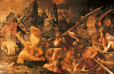 海戦、フランシス1世のフレスコ画ギャラリー、フォンテーヌブロー城（ユネスコの世界文化遺産 作： Giovanni Battista Rosso Fiorentino