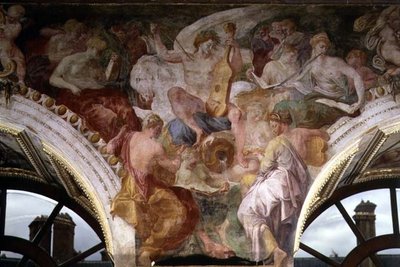 パルナッソス、フランシスコ1世の回廊の装飾計画の詳細 作： Giovanni Battista Rosso Fiorentino